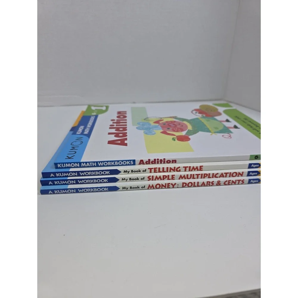 Lot of 4 Kumon Telling Time Simple Math Dollers Cents Workbooks For Ages 5-8
